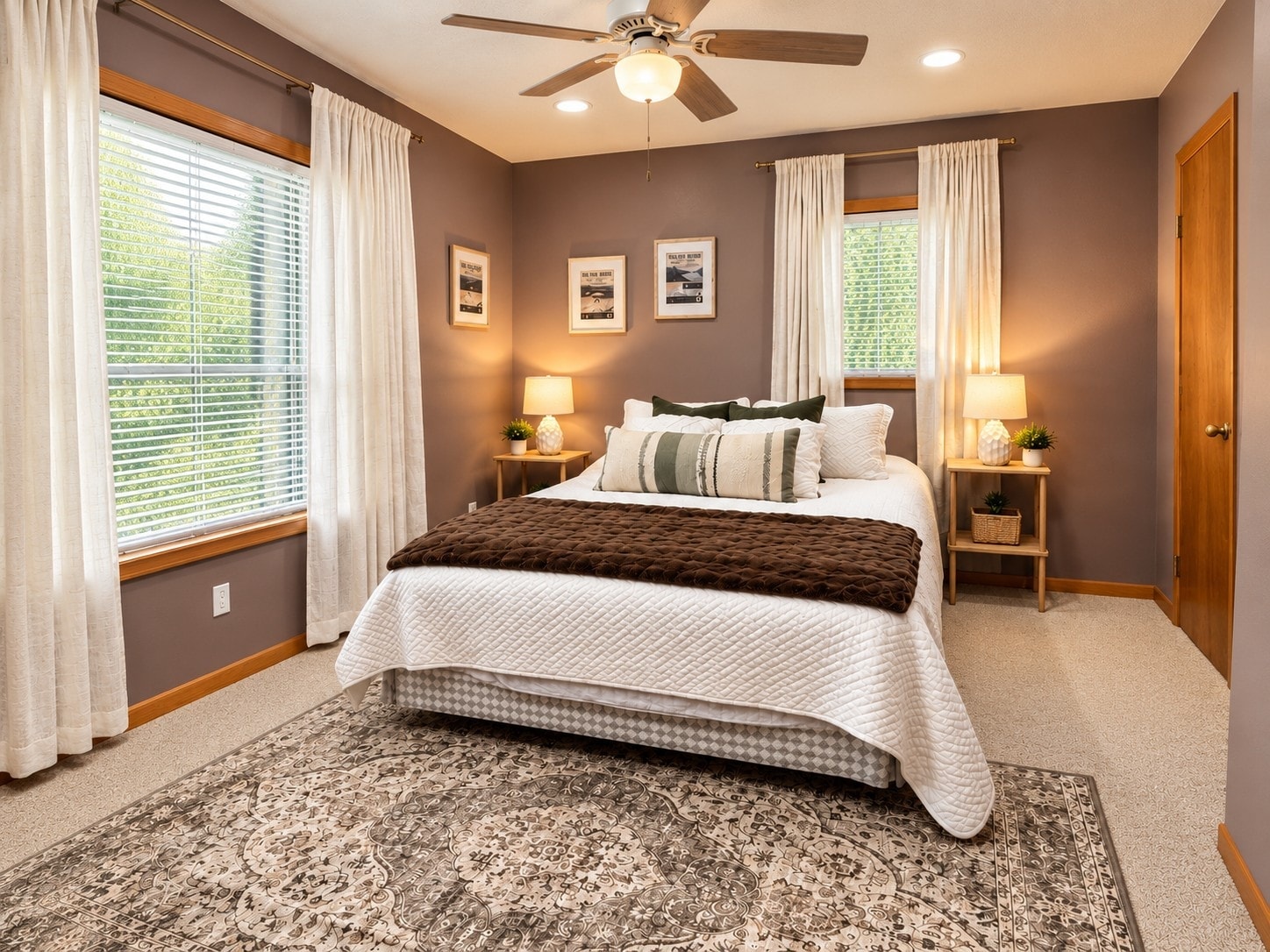 Queen bedroom after remodel with fresh finishes