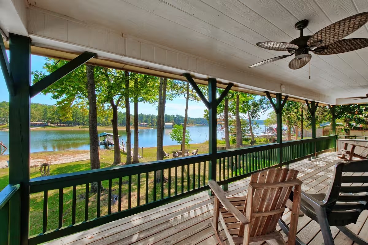 Private fishing dock on Toledo Bend at sunrise