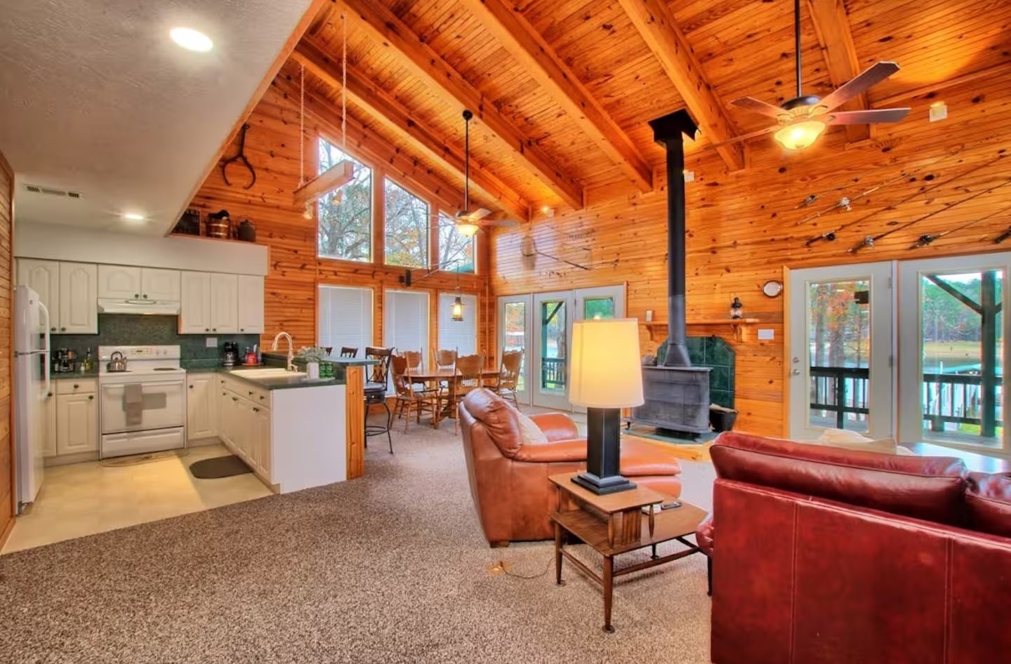 Bright full kitchen inside the lake house retreat